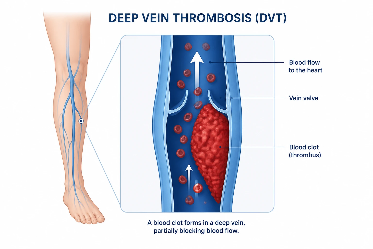 نمایش شماتیک DVT در پا