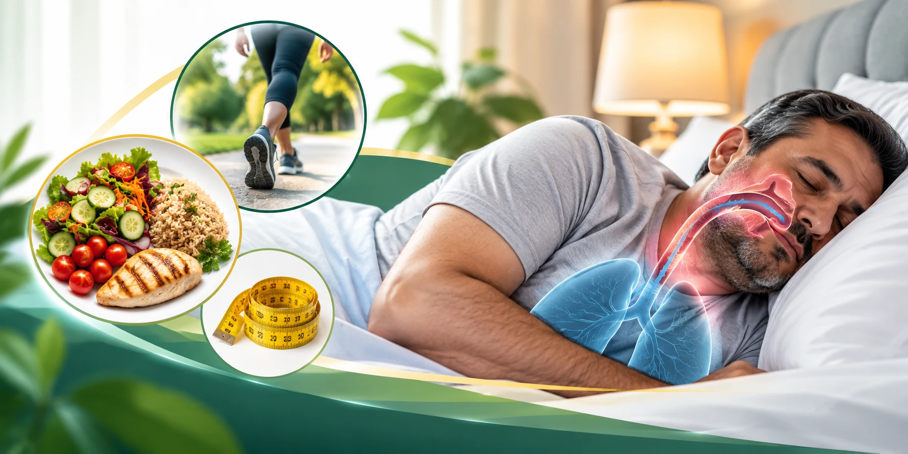 کاهش وزن در آپنه خواب با تغذیه سالم، فعالیت بدنی و کاهش چربی در بیمار مبتلا به آپنه انسدادی خواب